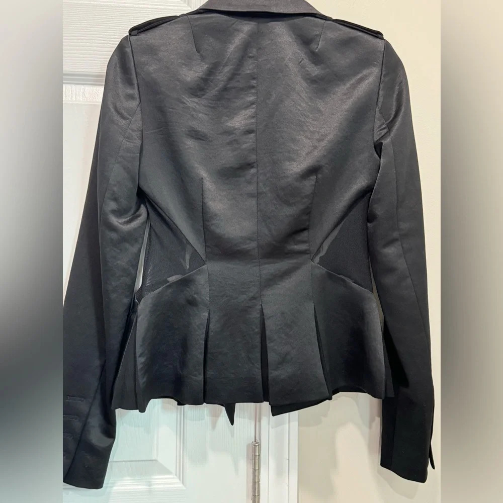 Rachel Roy Blazer 0 XS
Peplum Pleat Satin Black Mesh
Inserts Zebra Military - Picture 6 of 7